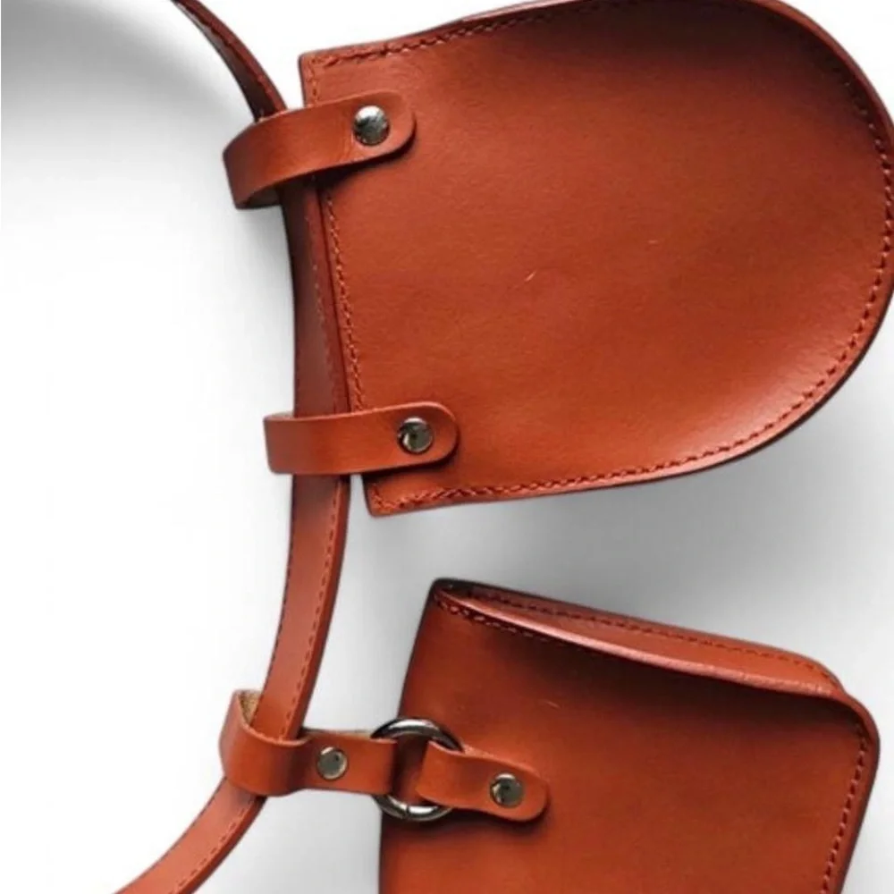 Divina Firenze Orange Double Pouch Leather Belt